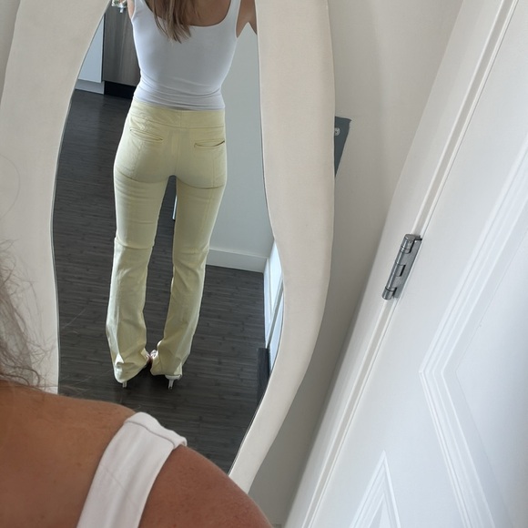 Patrizia Pepe Firenze Italian pastel yellow denim jeans low rise bootcut - Picture 10 of 10